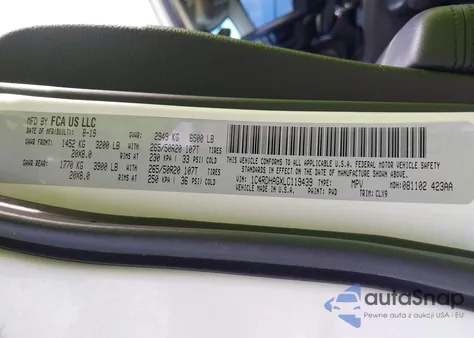 2020 Dodge Durango Sxt Plus Rwd z USA, uszkodzony, nr VIN 1C4RDHAGXLC119439